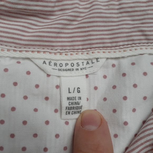 Aeropostale Pink & White Striped Button Down shirt - Picture 2 of 8